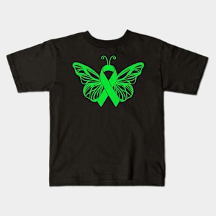 Awareness Ribbon Butterfly Green Kids T-Shirt